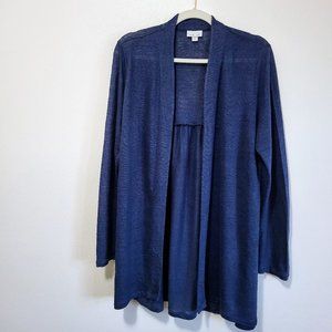 J Jill Love Linen Open Front Cardigan in Blue Size Med